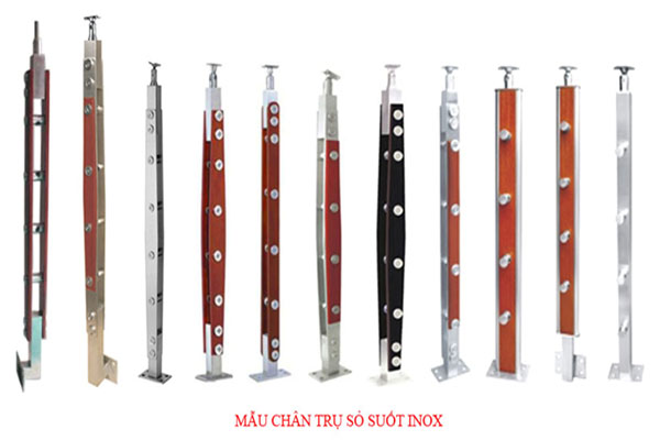 Mẫu chân trụ lan can cầu thang sỏ inox