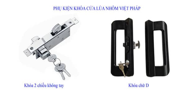Mẫu phụ kiện khóa cửa lùa nhôm xingfa