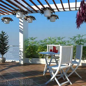 Mẫu mái che kính cường lực sân thượng