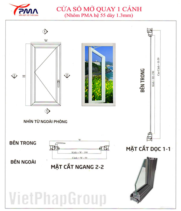 Bản vẽ và công thức trừ cắt nhôm PMA