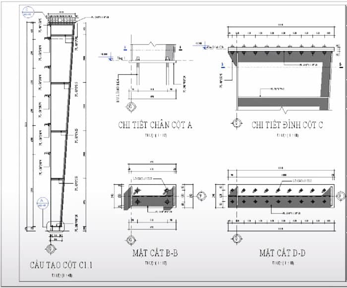 Chi tiết cột 3D nhà thép tiền chế