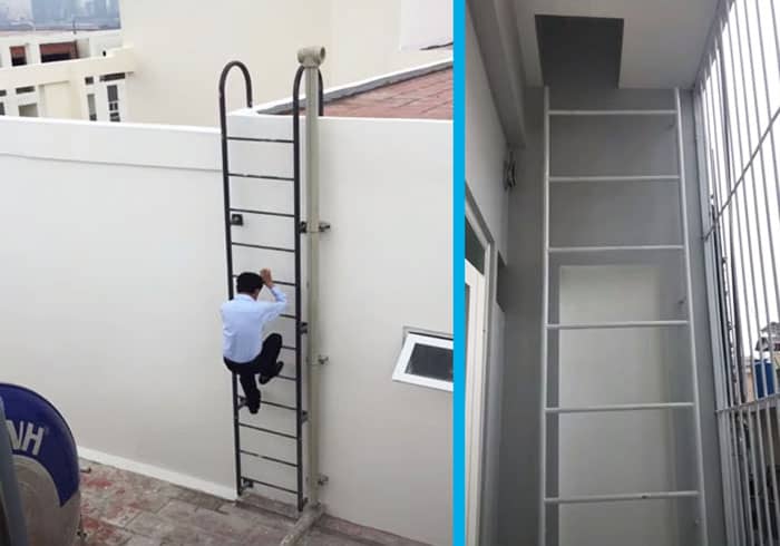 Mẫu cầu thang lên mái đơn giản giá rẻ