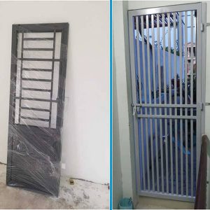Mẫu cửa 1 cánh sắt hộp sơn màu ghi đẹp
