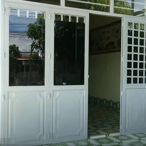 Mẫu cửa đi sắt pano 4 cánh mặt tiền đẹp