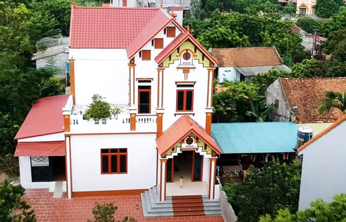 Mẫu nhà tôn đẹp biệt thự vùng quê