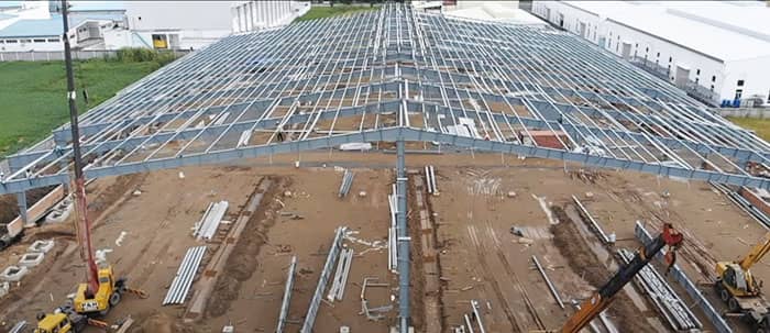 Thi công khung thép nhà xưởng mái tôn theo thiết kế