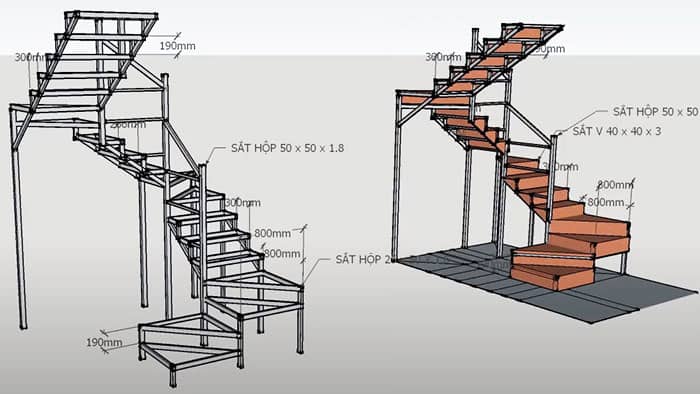 Thiết kế mẫu cầu thang sắt để lên sân thượng