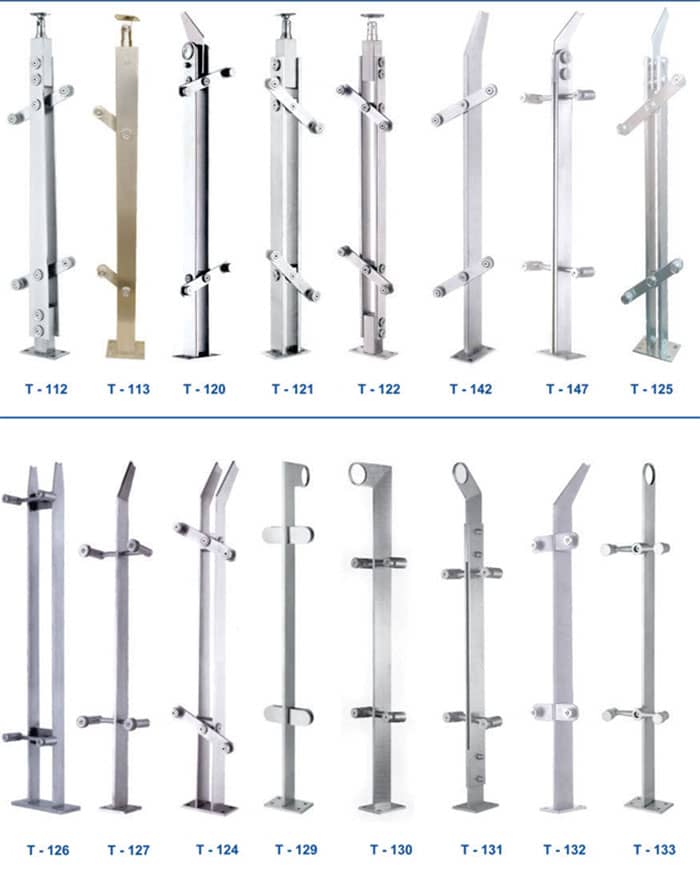 Trụ cầu thang kính inox 304 chân cao 850mm