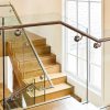 Mẫu cầu thang kính inox hiện đại chân chôn âm