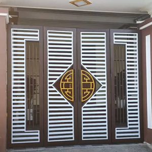 Mẫu cửa sắt hộp 4 cánh tay nắm hình tròn sang trọng