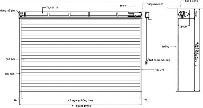 Cách xây tường chờ để lắp cửa cuốn eurodoor