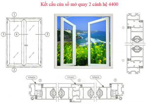 Cách làm cửa nhôm việt pháp mở quay 2 cánh hệ 4400
