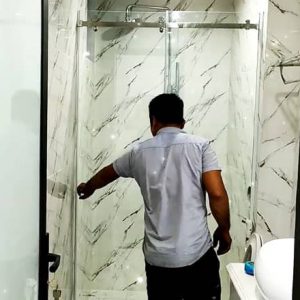 Hoàn thiện mẫu cửa kính lùa phòng tắm 2 tấm đẹp ấn tượng