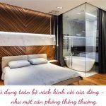 Mẫu phòng tắm kính trong phòng ngủ vách vuông có rèm kéo sang trọng