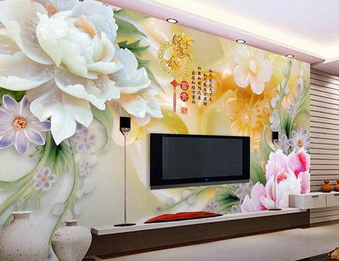 Bức tranh kính nhiều màu sắc trang trí phòng khách đẹp