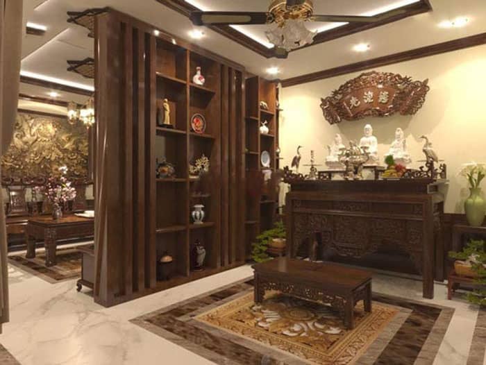 Mẫu vách ngăn phòng khách và phòng thờ sang trọng và phù hợp nhất
