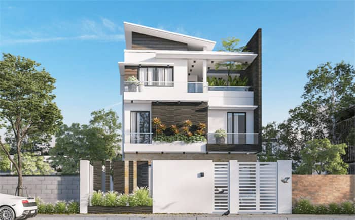 Mẫu nhà đẹp 3 tầng rợp bóng cây xanh mát