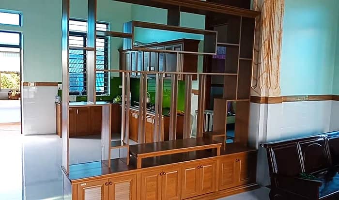 Thiết kế phòng khách hiện đại với vách ngăn nhôm nội thất Omega