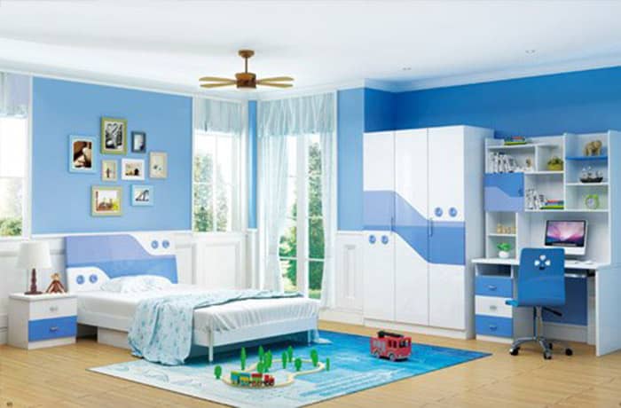Bố trí phòng ngủ màu xanh dương đẹp cho bé trai