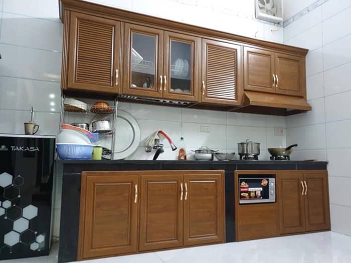Mẫu thiết kế nhà bếp đẹp bằng nhôm kính nội thất ấn tượng