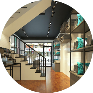 Không gian kinh doanh sang trọng cửa hàng, showroom