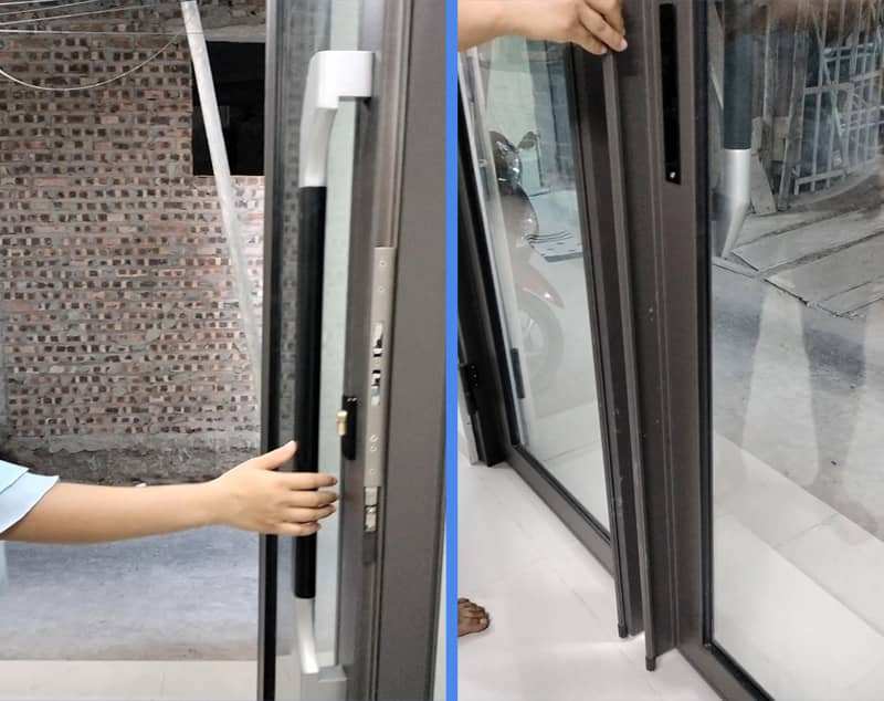 Tay nắm cửa trượt quay nhôm kính