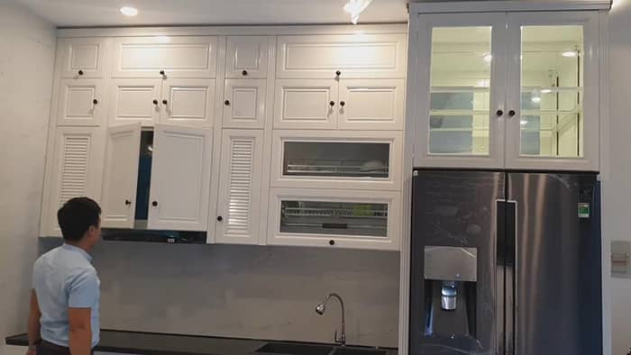 Tủ bếp mini nhôm nhỏ làm kịch trần