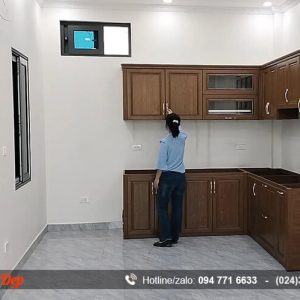 Tủ bếp nhôm giả gỗ