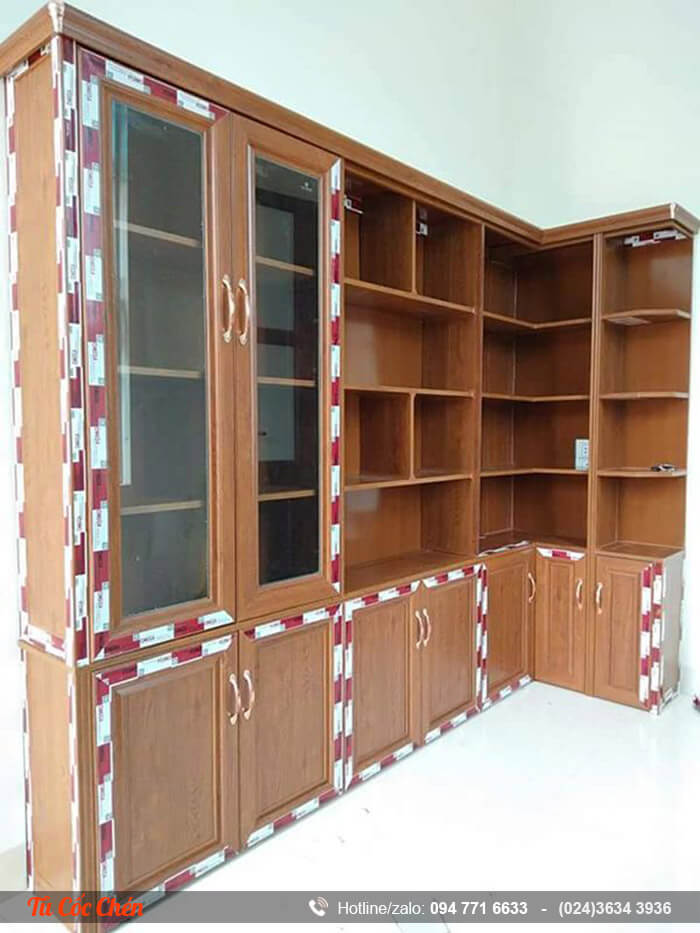 Mẫu tủ nhôm nội thất để cốc chén phòng khách hiện đại
