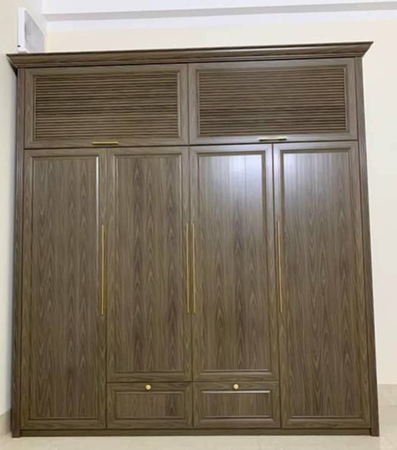 Mẫu tủ áo quần nhôm lam chớp trang trí đẹp