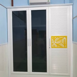 Mẫu tủ quần áo nhôm xingfa mở quay trắng đẹp vietphapgroup