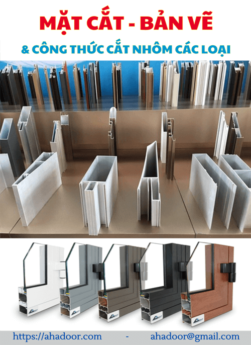 Bản vẽ và mặt cắt nhôm các loại