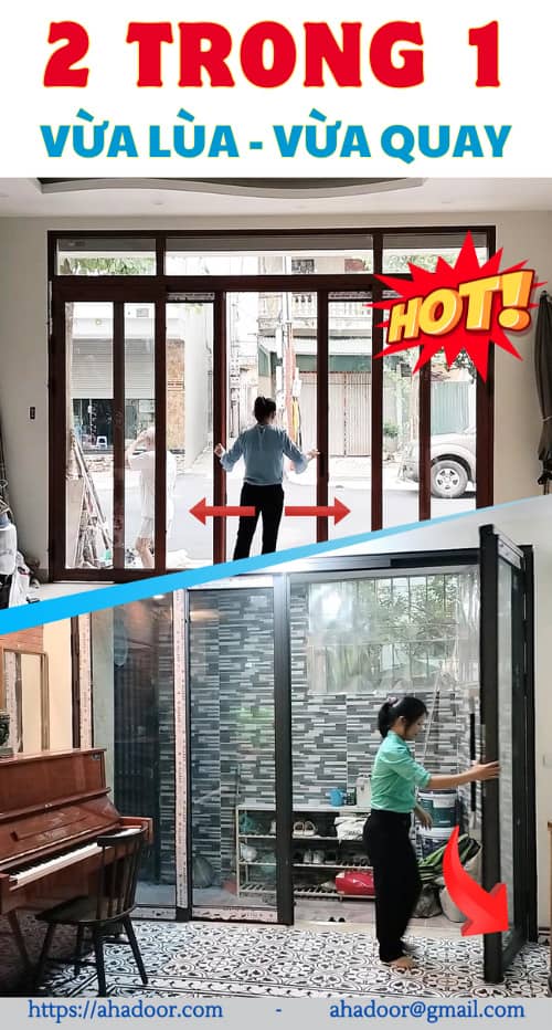 Tiện ích cửa trượt quay vừa mở trượt vừa mở quay