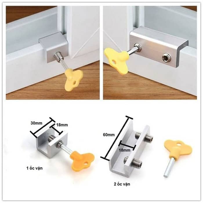 Mẫu khóa chặn ray cửa sổ lùa đơn giản