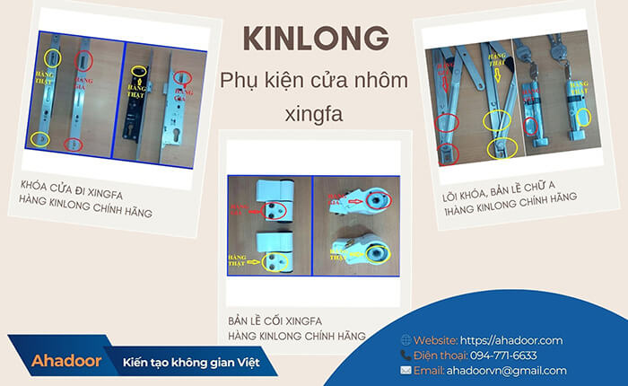 Cửa nhôm xingfa chính hãng sử dụng hệ phụ kiện đồng bộ kinlong