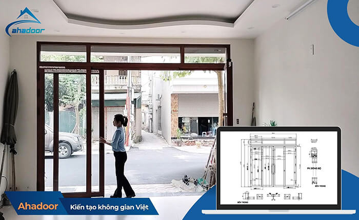 Lắp đặt cửa nhôm xingfa kính cường lực mở trượt quay mặt tiền nhà