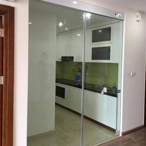 Ahadoor chuyên lắp đặt mẫu cửa kính lùa bán tự động 1 cánh ray hộp nhôm cao cấp