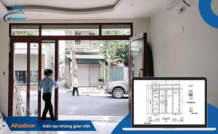 Mẫu nhôm Quảng Đông xingfa vân gỗ hệ trượt quay mặt tiền rộng
