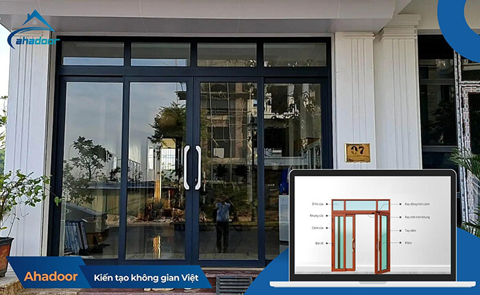 Nhôm hệ xingfa trượt quay hiện đại cho cửa mặt tiền nhà đẹp ấn tượng