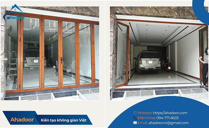 Nhôm xingfa việt nam cánh mở xếp gấp màu vân gỗ sang trọng