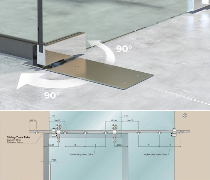 Phụ kiện cửa kính cường lực 4 cánh