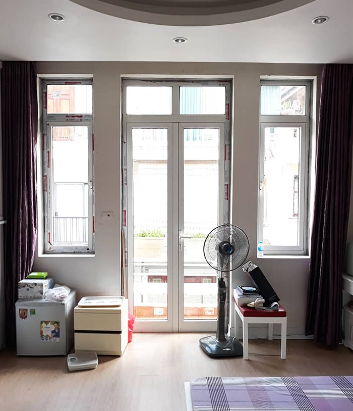 Nhận thi công cửa kính 2 cánh nhôm hệ Ahadoor cao cấp